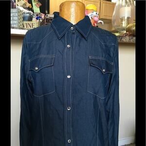 COWGIRL HARDWRE NEW DENIM SLEEK SNAP RHINESTONED S